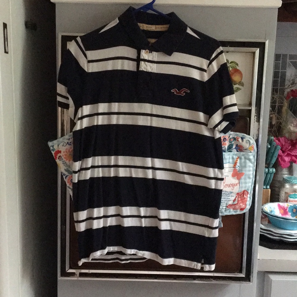 100% cotton navy/white Collar shirt